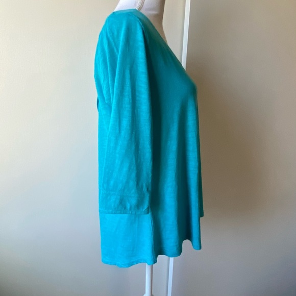 Woolrich Shirt Small Turquoise Split Open Back Yoga Hiking 100% Cotton Women’s - Picture 6 of 15